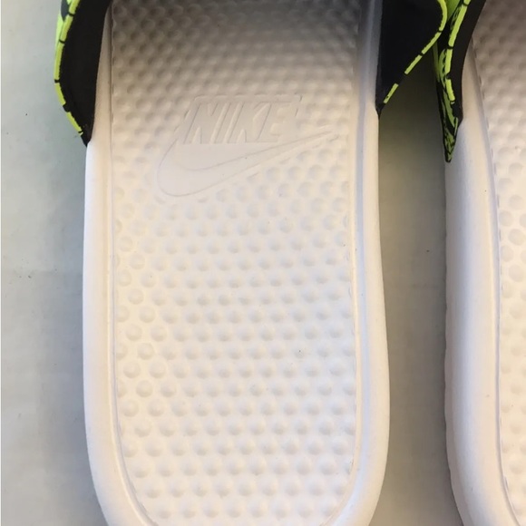 Nike Benassi JDI Print Just Do It Men’s Slides Slippers White Volt- Black 13 - Picture 9 of 12